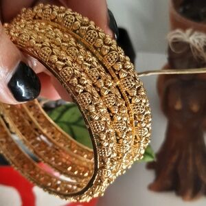Gold-Plated Indian Gold Floral Bangles